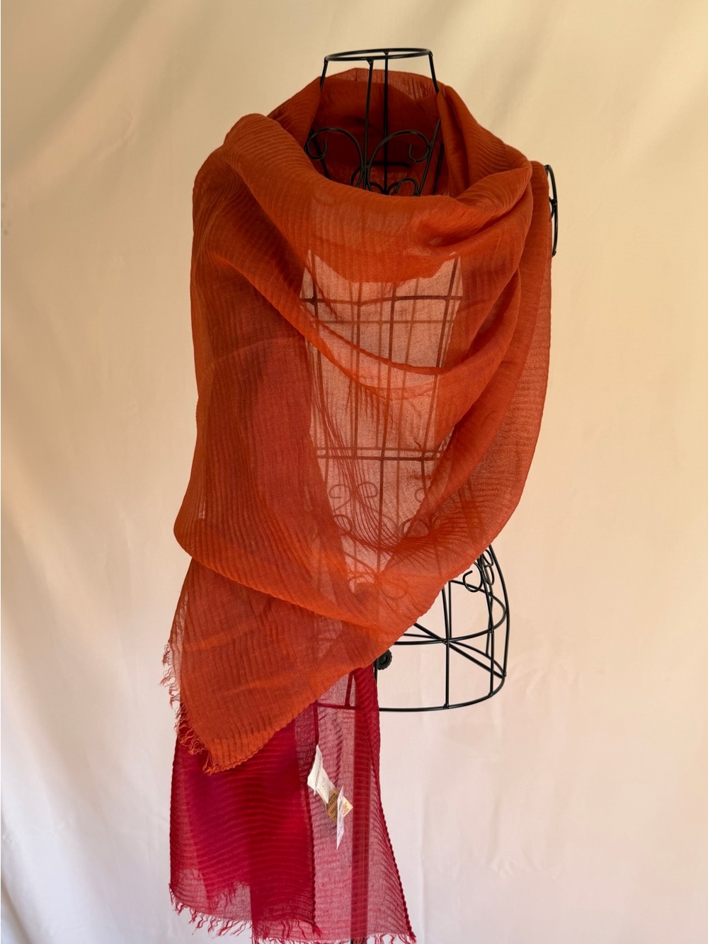 Chico's Two-Tone Orange and Red Lightweight Wrap Scarf